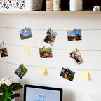 32.8 Ft Hanging Photo Display String with 50 Clips, Boho Picture Frame Wall Decor Banner Art Holder String for Bedroom Room Dorm Cubicle Office Decor