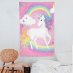 yowecso Unicorn Tapestry Rainbow Wall Hanging for Bedroom, Pink Unicorn Tapestries Aesthetic Wall Decor for Home, Dorm, Living Room - 60"x90"