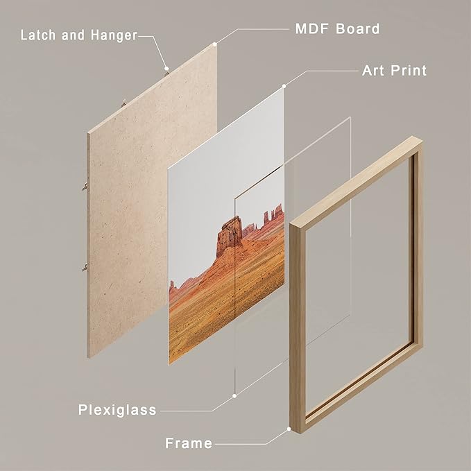 SIGNWIN Framed Arizona Texas Mountain Valley Wall Art, Set of 4 Landscape Wall Decor Prints, Nature Wilderness Wall Décor for Living Room, Bedroom - 8"x10"x 4 Natural