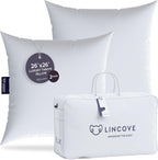 Lincove Euro Throw Pillow Insert Square 26"x26" Pillow – Made in Canada, 100% Cotton Shell, Down Alternative Filling, Vegan-Friendly, Hypoallergenic - Decorative Couch Pillows, 2 Pack