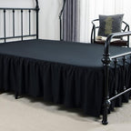 Bed Skirt Full Size Ruffled Bed Skirt with Split Corners, 14 Inch Drop Dust Ruffle Bed Skirt with Platform, Black