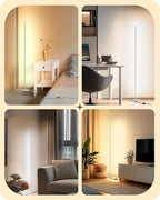EDISHINE Minimalist LED Corner Floor Lamp with Remote, Set of 2 Modern Dimmable Mood Light, 57.5" Tall Floor Lamp for Bedroom, Living Room, 7 Color Temperature 2700-6000K, (White)