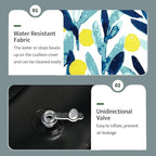 Inflatable Ottoman Stool D21 xH9 for Outdoor/Indoor Use, Water Repellent Patio Foot Rest Stool with Portable Handle,Round Pouf Ottoman Suitable for Garden,Deck and Camping - Leaves Multi