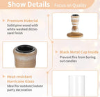 NUPTIO Wooden Candle Stick Holders: 2 Pcs Hurricane Taper Candle Holder 14 inch Rustic Wood Candlesticks Holder with Open Ended Cylinder Shape Cover for Outdoor & Indoor Wedding Party Centerpiece