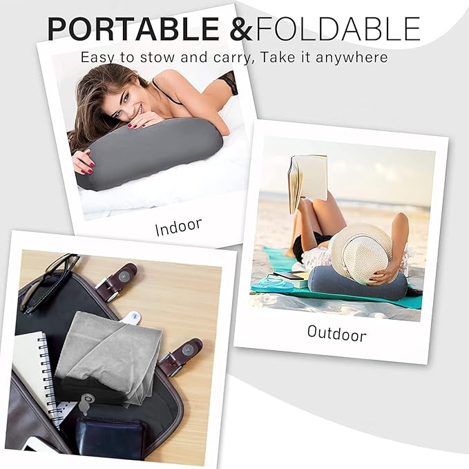 Inflatable Wedge Pillow - Leg Pillow for Sleeping, Leg Elevation Pillow, Lumbar Pillow Reduces Waist and Back Pressure, Portable Wedge Cushion for Sleeping, Bed, Travel, Camping, Grey