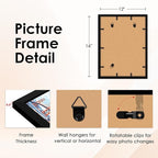 FIXSMITH 12x16 Picture Frame Set of 4, Photo Frame with HD Plexiglass, Display Pictures 8.5x11 with Mat or 11x17 Without Mat, Black Picture Frames Collage Wall Decor, Gallary Wall Frame