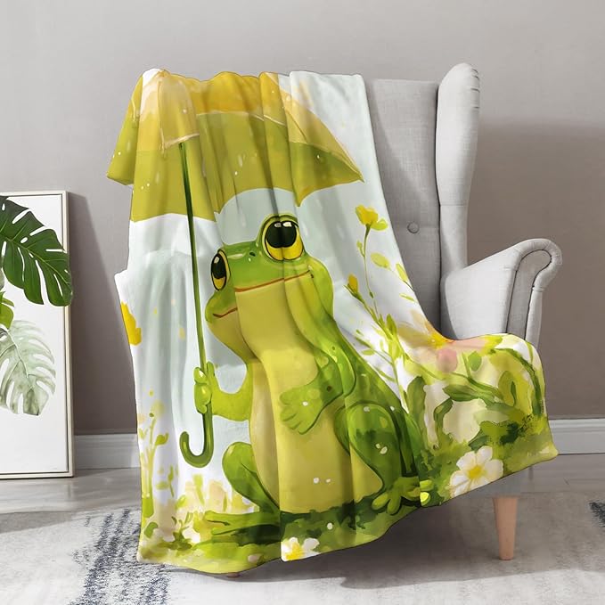 Frog Blanket Gifts for Women Kids - Cute Frogs Lovers Stuff Animal Decor Throw for Teen Adults Soft Lightweight Fleece Cozy Travel Bed Couch Birthday Christmas Blanket 50"x60"