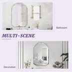 Bathroom Mirror for Wall, 26" x 38" Arched Mirror, Bathroom Vanity Mirror, Beveled Edge Frameless Wall Mount Vanity Mirrors, Wall Mirrors Decorative, Irregular Beveled Edge Mirror