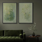 SIGNFORD Framed Canvas Print Wall Art Set Whimsical Green Wildflower Illustration Modern Art Decorative Nordic Nature for Living Room, Bedroom, Office - 24"x36"x2 Black