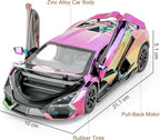 1/24 Scale Colorful Lambo Revuelto Diecast Car Model, Collectible Diecast Toy Car with Lights and Sounds, Pull Back Vehicles Toy for Adults Kids Birthday Gifts Decoration