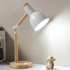 Small Wooden Desk Lamp,Adjustable tri-Color Kids Table Lamp,Desk Lamp for Home Office,Bedside lamp,Dorm lamp(White)