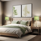 22'' Farmhouse Lamps for Bedrooms Set of 2 Bedside Lamps for Nightstand with USB Charging Ports Traditional Boho Table Lamps for Living Room Study Room,Green Shade,Bulbs Not Included