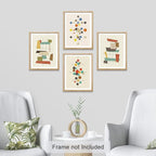 SIGNWIN Adhesive Canvas Poster Mid-Century Modern 1960s Vintage Nordic Polygons Abstract Geometric Digital Art Modern Art Decorative Zen Multicolor Minimalism for Bedroom - 11"x14"x4