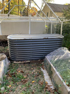 Vego garden 32" Extra Tall Raised Garden Bed Kits, 6 in 1 Modular Raised Planter Box for Vegetables Flowers Fruits Oval Metal Raised Garden Bed- Modern Gray