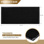 Yimobra Front Door Mat Outdoor Indoor Entrance, 100% Waterproof All-Season All Weather Doormat, Welcome Matt Outside Entry, Non Slip, Low Profile, Heavy Duty Patio Porch Floor Mats,47 x 24,Black