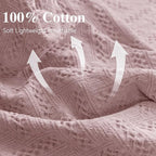 Simple&Opulence 100% Cotton Throw Blanket for Bed, Couch, Boho Luxury Geometric Knit Woven Blanket with Tassels Soft Lightweight Cozy Breathable, Vintage Farmhouse Decoration for All-Season(Pink)