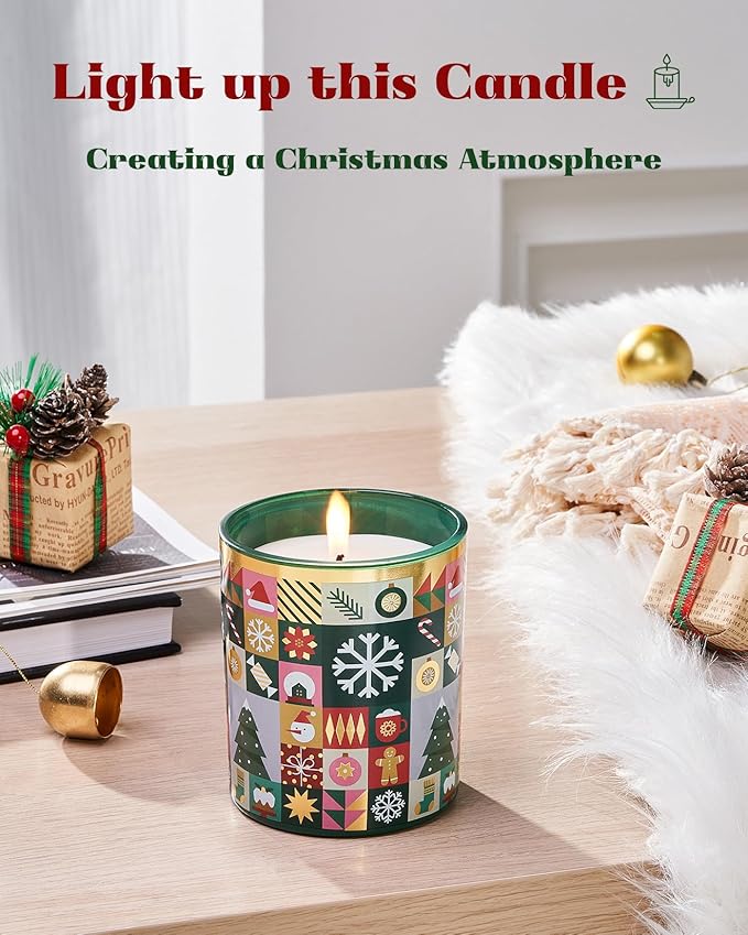 M&SENSE Fir & Pine Scented Winter Candle 55 Hours Long Lasting Wood Scent Gift for Christmas, 9.9oz All Natural Soy Wax Clean Non Toxic Candle for Housewarming & Stress Relief