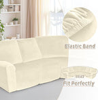 Arfntevss Sectional Recliner Couch Covers Velvet Corner Sectional Sofa Cover for Reclining Couch Stretch Soft L Shape Recliner Slipcover Thick U Shaped Washable Protector (5 Seat Cover, Beige)