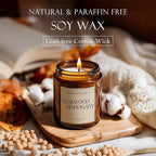 Mahogany & Teakwood Highly Scented Candles for Home, 9oz Natural Soy Aromatherapy Organic Candle with Essential Oil, Home Fragrance Stress Relief & Meditation Jar Candles Gifts for Men Women