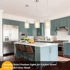 Brushed Nickel Pendant Light for Kitchen Island Spiral Iron Pendant Light Fixtures with Seeded Glass Shade, Adjustable Height Hanging Pendant Lighting for Dining Room Hallway Kitchen Foyer