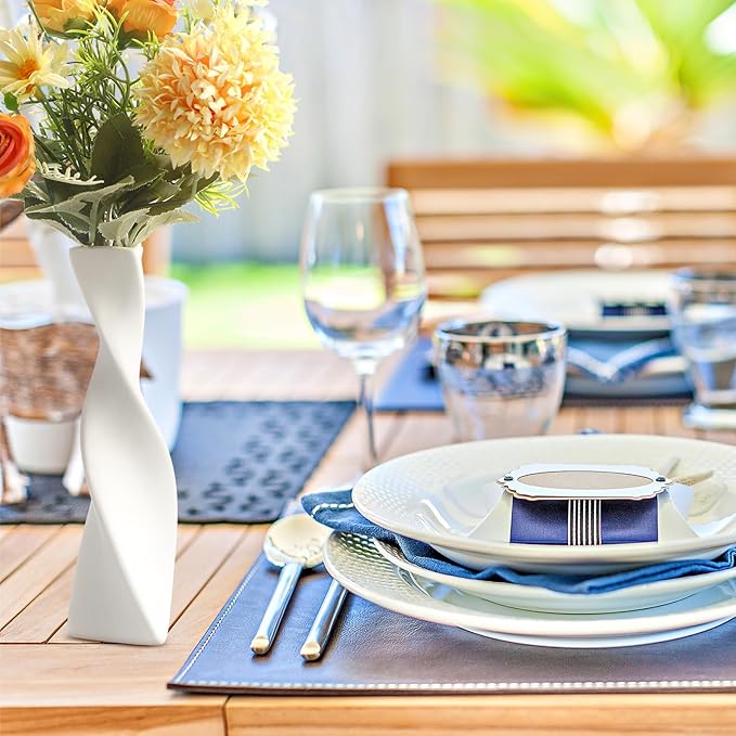 6 Pieces White Ceramic Vases for Home Decor 7.09 inch Tall Vases for Centerpieces Modern Floral for Wedding Party Event Home Office Decoration (Trendy)