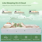 BEDLORE Queen Mattress Topper Viscose Derived from Bamboo, Thick Pillow Top Mattress Pad with Stretchable Pockets for 6-18 inches Mattress, Soft Breathable Mattress Topper for Back Pain Relief