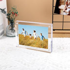 Golden State Art 5x7 Acrylic Picture Frames 5 Pack, Frameless Clear Photo Frame, Double Sided Freestanding, Tabletop Display for Home Office Desk