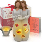 Sisters for Mom | Candle Holder Statue with Flickering LED Candle | Mothers Day, Friendship Bday, Bestie, BFF Christmas Unique Present for Her