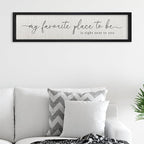 ZZJJHYWGQ Love Quotes Wall Decor My Favorite Place To Be Sign 32"×8" Couples Love Theme Plaque Modren Farmhouse Master Bedroom Above Over Bed Wood Framed Wall Art (Black)