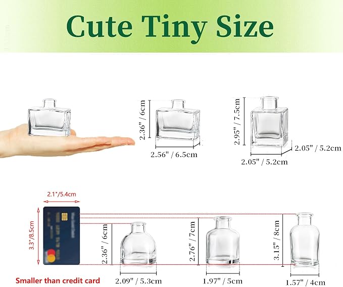 Small Glass Bud Vases for Centerpieces - Hewory 40pcs Clear Sturdy Cute Flower Vases Bulk, Mini Bottle Vase for Wedding Home Decor Birthday Party Events Mother's Day Bridal Shower Gifts Table Decor