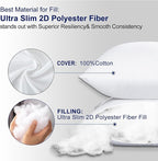 HITO 24x24 Pillow Inserts (Set of 2)- 100% Cotton Covering Down Alternative Throw Pillows White for Couch Bed Sofa