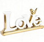 Love Sign Decoration - White & Gold Modern Bird Sculpture Statue, Personalized Love Decor for Living Room, Bedroom, Desktop