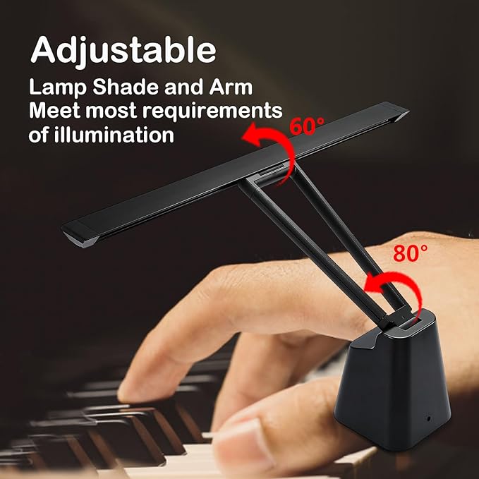 Professional LED Piano Lights for Upright Piano - Piano Lamps with Ambient Light, Memory Function, Eye-Care, 5 Levels Color Temperatures, 5 Levels Dimming, Steady Base, Black(Updated Version)