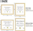 Vittanly 8.5x11 Picture Frames Set of 9, Shatter Resistant Plexiglass, Display 6x8 Pictures with Mat or 8.5x11 without Mat, Photo Frames for Wall or Tabletop, Engineered Wood, OAK