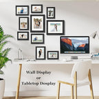 Picture Frames Set of 10 Balck, Bulk MDF Frames for 8x10, 5x7, 4x6 Photos Real Glass for Wall or Tabletop