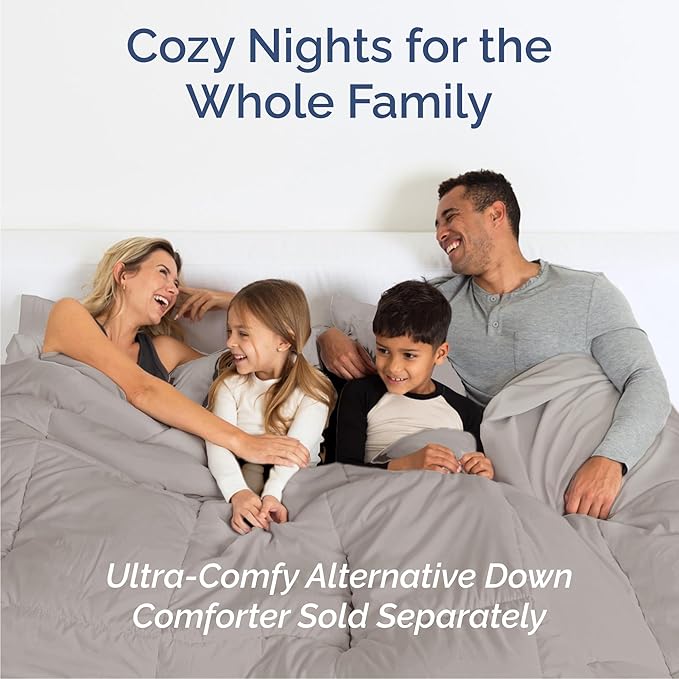 Queen Sheets Set 6 Piece - Includes 4 Pillowcases - Bed Sheets Queen Size - Soft Hotel Luxury Bedding - Cooling, Comfy and Breathable - 1 Flat & 1 Fitted & 4 Pillowcases w/ Deep Pockets - Light Grey