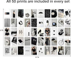 Mystic Black & White Aesthetic Wall Collage Kit – 50 Bold & Mysterious Photos, 4"x6" Semi-Gloss Prints for Teen Girls Dorm Room Decor, Monochrome Minimalist Art, Ideal Gift for Birthday & Graduation
