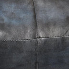 Square Shaped Goat Leather Handmade Eco-Friendly Vintage Blue Pouf - Square Pouf, 18" x 18" x 18", Plain Solid Pouf, Goat Leather Pouf, Recycled Cotton Filled Stuffed Pouf, Seating Pouf PF37