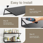 12 Inch Deep Floating Shelves, Black Floating Shelves 48W x 12D, Deep Wall Shelves Bracket Set of 2, Large Display Hanging Floating Shelf for Bathroom, Living Room, Wide Storage Wooden Wall Shelf