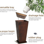 KOL 25'' & 28'' Tall Galvanized Steel Planter with Saucer, Metal Planter Pots for Indoor & Outdoor Use, Decorative Flower Plant Pots with Drainage Hole for Front Porch, Patio, Deck - Rust Color