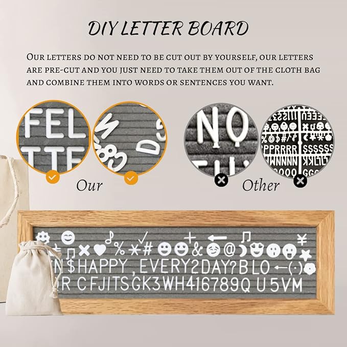 Picture Frames Collage Wall Decor Collage Picture Frames for Wall, Felt Letter Board with 340 Letters and 15 Clips, Unique Rustic DIY Photo Frames for Birthday Best Friend Family Party Gifts