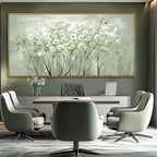 Framed Green Flower botanical Canvas Wall Art 29"x58" Modern Botanical Poster Artwork for Bedroom Living Room Office Kitchen Decor