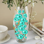 100PCS Lake Green Faux Pearls Beads for Centerpiece Vases, Vase Filler Faux Pearls, No Holes Filler Beads for Party Anniversary Birthday Wedding Table Decor, 14/20/30mm