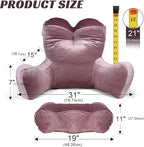 Reading Pillow Adults 31’’, Backrest Pillow with Arms for Sitting in Bed Couch Shredded Memory Foam, Back Pillow with Leg Pillow and Pockets for Reading/Gaming/Relaxing