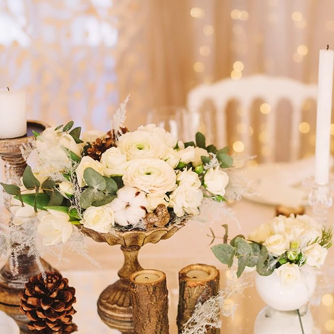 40 Pcs Artificial Eucalyptus Stem, Fake Silver Dollar Eucalyptus Leaves Stems Bulk Real Touch Faux Leaf Branches for DIY Bouquets Floral Arrangement Wedding Home Decor