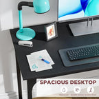 PayLessHere | 39 Inch Computer Desk | Black | Office Desk with Metal Frame, Adjustable Feet | Water-Resistant, Scratchproof Surface | Sturdy Writing Table for Home Office or Study | Pack of 1