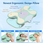 Cervical Pillow for Neck Back Pain Relief Memory Foam Contour Pillow Ergonomic Orthopedic Neck Pillow for Sleeping Cervical Support Pillow for Back Side Stomach Sleeper Cooling Pillowcase (Green)