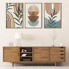 Large Boho Mid Century Wood Wall Art Set,Modern Geometric Leaves Artwork Bohemian Wall Sculptures,Abstract Minimalist Wooden Wall Decor for Living Room Bedroom Office-16 x24 x3