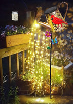 Solar Lights Outdoor Decorative, 39.4'' Metal Solar Watering Can Lights with Red Cardinal, Waterproof Garden Stake for Yard Lawn Patio Pathway Landscape, Gardening Gifts for Mom Grandma Women