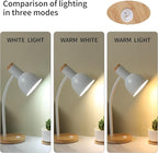Table Lamp,Wooden Adjustable Desk Lamp,Dorm Lamp&Bedside Lamp for Living Room, Bedroom, Kids Room (White)